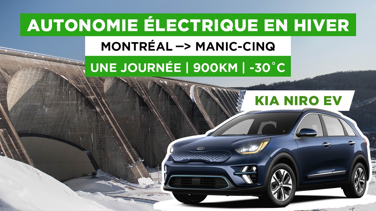 Autonomie des voitures électriques en hiver - Montréal à Manic-5 en Kia Niro